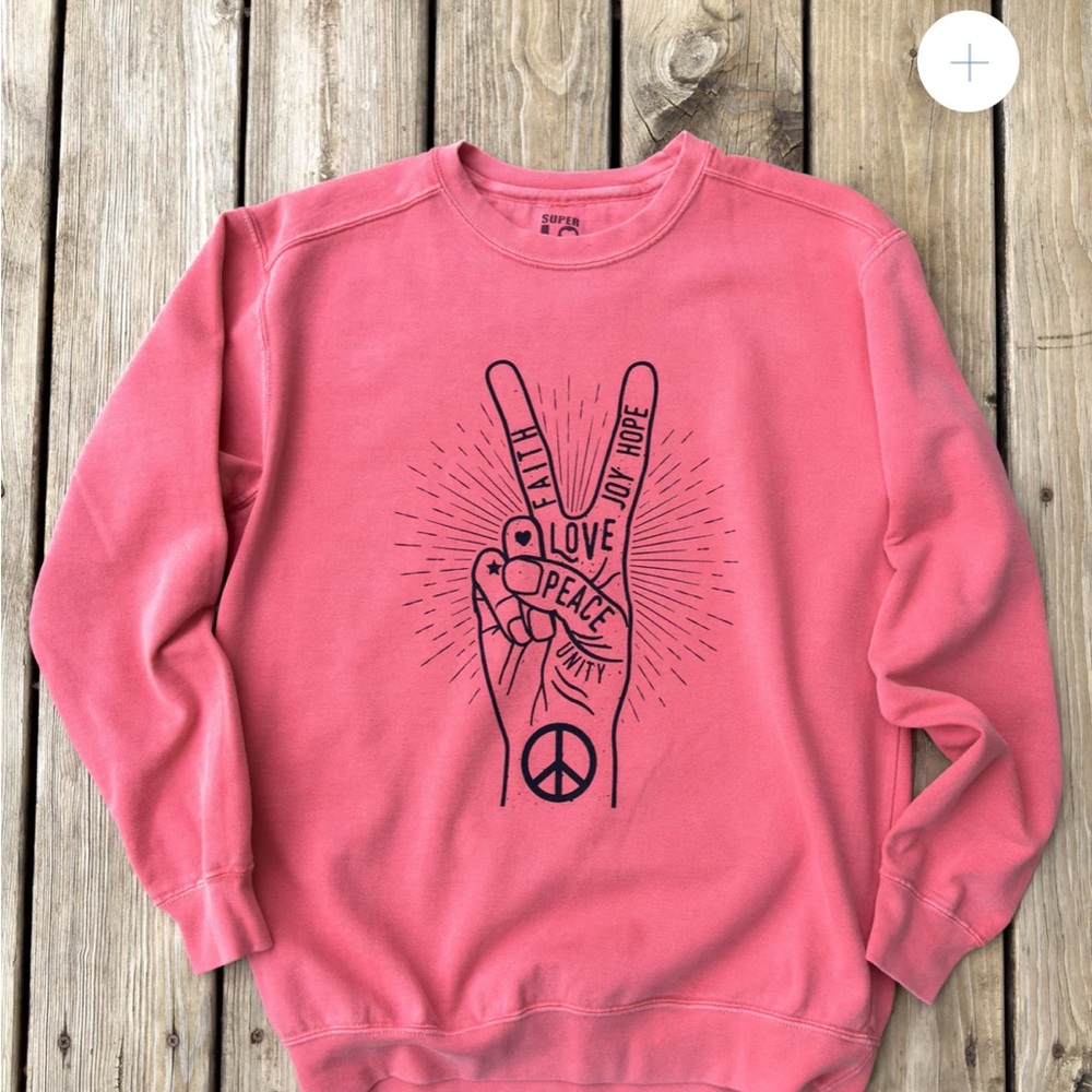 Peace Sign Graphic Sweatshirt - Pink